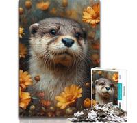 Puzzle Adulte Fleur Loutre 1000 pièces, Jeu éducatif, Jouet de défi, décoration Murale, Cadeaux d'anniversaire et de Noël Uniques (38x26cm)