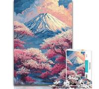 Puzzle Adulte Fleurs de Cerisier Mont Fuji 1000 pièces Puzzles pour Adultes et Adolescents, Entraînez Votre Cerveau et Vos Mains Cadeaux pour Amis et Famille 50x75cm