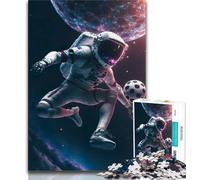 Puzzle Adulte Footballeur Astronaute 1000 pièces Cadeaux pour Adultes Jouets éducatifs Jeux Anti-Stress liste de souhaits avec Père Noël (38x26cm)