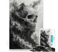 Puzzle Adulte Forêt de Montagne et Crânes 1000 pièces Renforce la mémoire Calme et sérénité Bords Nets Pièce de Collection 38x52cm