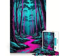 Puzzle Adulte Forêt enchantée néon 1000 pièces Sharp Logic Jouet Anti-Stress Découpe précise Pièce de Collection (38x26cm)