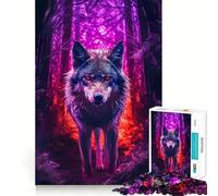Puzzle Adulte Forêt Sombre Loup 1000 pièces Jeu de mémoire Amusant Assemblage Stable,pièces Qui ne bougent Pas Format Compact Idéal pour des Moments de Jeu en Famille (38x26cm)