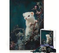 Puzzle Adulte Furet Blanc dans Le Feuillage, 1000 pièces, pour développer l'intelligence et la Coordination, pour Un Moment de détente et de Plaisir Taille idéale, Cadeau Parfait (38x26cm)