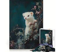 Puzzle Adulte Furet Blanc dans Le Feuillage, 1000 pièces, pour Le Bien-être Mental et l'activité sereine, Bords tranchants, Cadeau spécial (38x52cm)