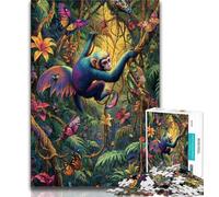 Puzzle Adulte Gibbon de la forêt Tropicale 1000 pièces, Jeu d'activités familiales Stimulant et Difficile, Jouet à Faire soi-même pour décoration Murale de la Maison (75x50cm)