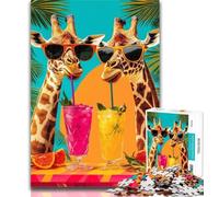 Puzzle Adulte Girafe Buvant Une Boisson, 1000 pièces, pour Adultes et Adolescents, Jouets éducatifs, Jeux Anti-Stress, Collection d'artistes, Beaux-Arts 26x38cm