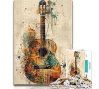 Puzzle Adulte Guitare 1000 pièces pour Adultes et Adolescents pour Passer Un Bon Moment à la Maison et renforcer l'amour Entre Couples (50x75cm)