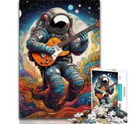 Puzzle Adulte Guitare Astronaute 1000 pièces, Staycation Kill Time, Chaque pièce est Unique - Jeu Familial Stimulant et Amusant 38x26cm