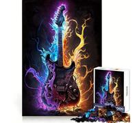 Puzzle Adulte Guitare Éclair Vibrant 1000 pièces Exercice cognitif Détendez-Vous Facilement Bords Nets pour Les fêtes (38x26cm)