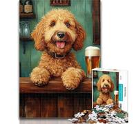 Puzzle Adulte Happy Goldendoodle 1000 pièces, Puzzle pour Adultes, Jeu de réflexion, décoration Murale, Cadeaux Uniques pour Anniversaire et Noël, 26x38cm