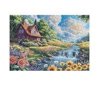 Puzzle Adulte Haus Bach Wald Wilde Natur Ländlich Landschaft 300 Pièces De Qualité Amusant Captivant Et Relaxant Parfait pour Loisirs Et Détente 300 PCS（40x28cm）