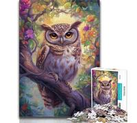 Puzzle Adulte Hibou perché sur Un Arbre 1000 pièces, Jeu éducatif, Jouet de défi, décoration Murale, Cadeaux d'anniversaire et de Noël Uniques 75x50cm