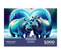 Puzzle Adulte Hippopotames1000 Pièces Défi Jouet Puzzle De Qualité Supérieure Cartoon Animal Theme Puzzles Cadeaux pour Les Mères pour Adultes Enfants 70x50cm/1000pcs