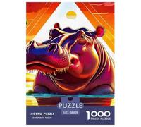 Puzzle Adulte Hippopotames1000 Pièces Défi Jouet Puzzle Décoratif Cartoon Animal Theme Puzzles Cadeaux pour Femmes Adultes Et Enfants À Partir De 14 Ans 38x26cm/1000pcs