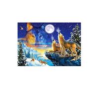 Puzzle Adulte Hurlement des Loups Lors d'Une Nuit De Pleine Lune - 1000 Pieces - Collection Paysage Animaux Sauvages - Foret