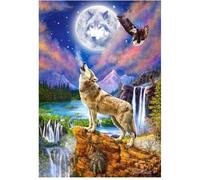Puzzle Adulte Hurlements Loup Arctique Au Bord De La Riviere Nuit De Pleine Lune 1500 Pieces - Puzzle Animaux Sauvages