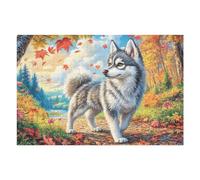 Puzzle Adulte Husky Champ de Fleurs Animal de Compagnie Mignon Faune Sauvage Nature Sauvage Belle 1000 Pièces De Qualité Amusant Créatif Et Engageant Parfait pour Passe Temps Et Hobbies （75x50cm）