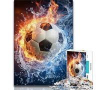 Puzzle Adulte Ice and Fire Football Puzzles pour Adolescents pour Les 14 Ans et Plus Jeu Impossible Meilleur Cadeau pour Adultes et Adolescents 75x50cm