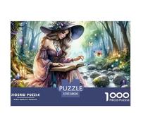 Puzzle Adulte Idée Cadeau 1000 Pièces Sorcière Forêt, Sorcière Livre Sortilège, Très Difficile Décoration Murale 38x26cm