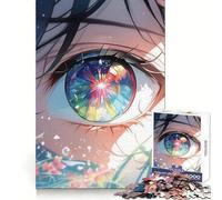 Puzzle Adulte Œil d'anime avec Reflets colorés, 1000 pièces, Exercice Intelligent, détente, Bords précis, Cadeau de Noël (50x75cm)