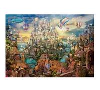 Puzzle adulte ile de rêve avec montgolfières - 2000 pieces - set collection mer et océan + 1 carte tigre