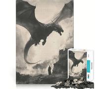 Puzzle Adulte Invocation du Dragon de l'ombre 1000 pièces Renforce la mémoire Calme et sérénité Bords Nets Objet de Collection 38x26cm