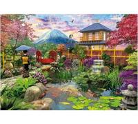 Puzzle Adulte : Jardin Japonais et la Montagne - 1500 Pieces - Set Collection Paysage du Japon + 1 Carte Tigre