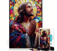 Puzzle Adulte Jésus en vitrail », 1000 pièces, Jeu de logique et d'habileté, à découper avec précision, pièce de Collection 38x26cm