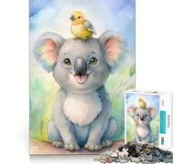 Puzzle Adulte Koala Aquarelle avec ami Oiseau,1000 pièces,Jeu de réflexion,Cadeau,découpe de Haute précision,activité relaxante en Groupe à l'intérieur (50x75cm)