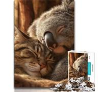Puzzle Adulte Koala et Chat 1000 pièces pour Adultes, Anti-Stress, défi Difficile, décoration d'intérieur Unique et Cadeaux 75x50cm