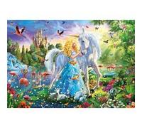 Puzzle adulte la licorne blanche et la princesse dans la foret magique - 1000 pieces - educa collection monde fantastique - chateau G