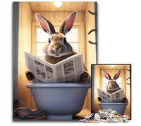 Puzzle Adulte Lapin lisant Un Journal, 1000 pièces, en Carton, pour activités à la Maison, Cadeau d'anniversaire, Cadeau de Voyage, 26x38cm/10,23x14,96 Pouces