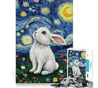 Puzzle Adulte Lapin sous la Nuit étoilée », 1000 pièces, Jeu d'exercice Mental, Relaxation, pour Les vœux du Père Noël 50x75cm