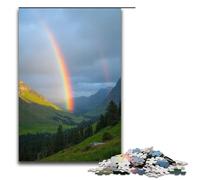 Puzzle Adulte l'arc-en-Ciel s'étend sur Toute la vallée après la Pluie Puzzle 1000 pièces Puzzle en Bois pour Adultes et Enfants à partir de 12 Ans Jouet éducatif 1000 pièces (75 x 50 cm)