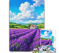 Puzzle Adulte Lavender Field with House and Clouds, 300 PCS