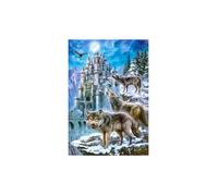 Puzzle Adulte Le Chateau Et Les 3 Loups Dans La Montagne - 1500 Pieces - Collection Animaux Sauvages Et Foret - Nouveaute