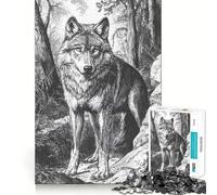 Puzzle Adulte Le Loup dans Les Bois 1000 pièces,Jeu de Stimulation Cognitive,sans Espace,Assemblage précis,Cadeau d'anniversaire,Casse-tête (50x75cm)