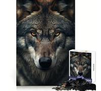 Puzzle Adulte Le Loup maître de la Nuit 1000 pièces Développe l'esprit d'analyse Relaxation Assemblage serré Cadeau d'hiver (38x52cm)