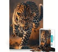 Puzzle Adulte Léopard Sauvage 1000 pièces Jeu de Stimulation Cognitive sans Espace,Assemblage précis,Cadeau d'anniversaire,Casse-tête (38x26cm)