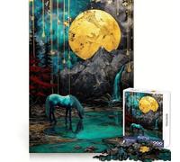 Puzzle Adulte Licorne au lac sous la Lune 1000 pièces Stimule la mémoire Plaisir reposant Découpe précise (50x75cm)
