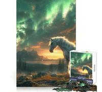 Puzzle Adulte Licorne Aurores Boréales 1000 pièces Exercice cognitif Détendez-Vous Facilement Bords Nets Cadeau de Noël (38x52cm)