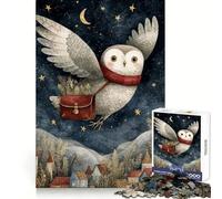 Puzzle Adulte Livraison de Hibou en Hiver, 1000 pièces, Puzzle stratégique, réflexion, évasion, Assemblage précis, Joli Cadeau (38x26cm)
