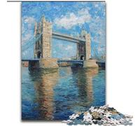 Puzzle Adulte London Bridge Peinture à l'huile 1000 pièces Jeu Difficile et Stimulant pour Toute la Famille Collection d'artistes Beaux-Arts pour Les 14 Ans et Plus 26x38cm