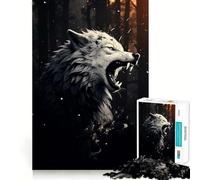 Puzzle Adulte Loup aux Crocs majestueux,1000 pièces,Jeu de mémoire,découpe de Haute précision,activité Manuelle Calme,Exercice Mental à Faire à la Maison (50x75cm)