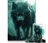 Puzzle Adulte Loup aux Yeux Brillants 1000 pièces Jeu Stimulant l'esprit Découpe Laser de qualité supérieure Activité relaxante en Groupe à l'intérieur (38x26cm)