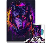 Puzzle Adulte Loup avec Casque, 1000 pièces, Jeu Familial Anti-Stress, défi Difficile, Cadeaux du Père Noël Secret, 50x75cm