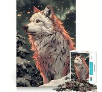 Puzzle Adulte Loup Blanc dans forêt enneigée,1000 pièces,Jeu de réflexion,Cadeau,découpe de Haute précision,activité relaxante à Faire en Groupe à l'intérieur (38x52cm)