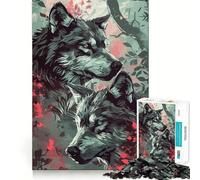 Puzzle Adulte Loup coloré 1000 pièces,Jeu de mémoire mentale,découpage de Haute précision,activité Manuelle Calme pour se détendre et Faire Travailler Son Esprit à la Maison (38x26cm)