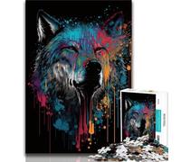 Puzzle Adulte Loup coloré 1000 pièces pour Adultes et Adolescents idéal pour Passer du Temps à la Maison et renforcer l'amour Entre Couples (26x38cm)