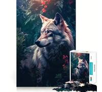 Puzzle Adulte Loup de Nuit 1000 pièces Jeu de Stimulation Cognitive sans Espace,Assemblage précis,Cadeau d'anniversaire,Casse-tête (50x75cm)
